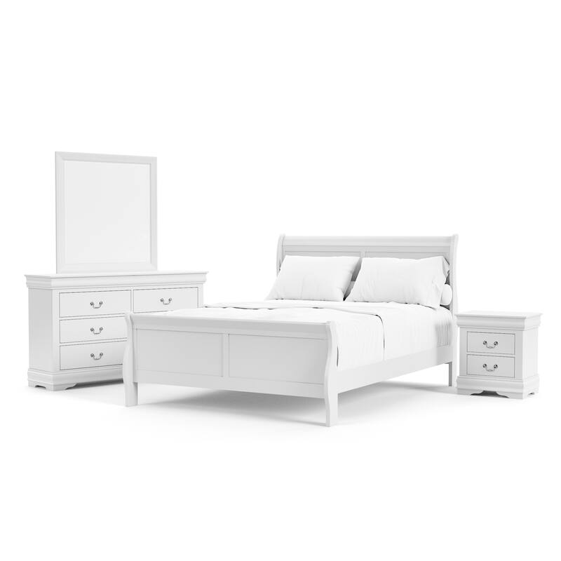 Furniture of America Mayday Traditional Solid Wood 4-Piece Sleigh Bedroom Set