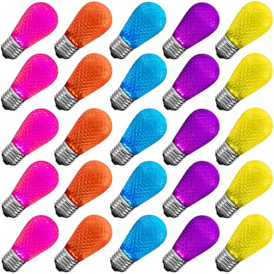 25 Pack LED S14 Faceted Outdoor Patio Edison Replacement Bulbs, Modern Multicolor - Modern Multicolor