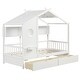 preview thumbnail 7 of 9, Twin Size House Bed with 2 Storage Drawers and Fence Guardrails White