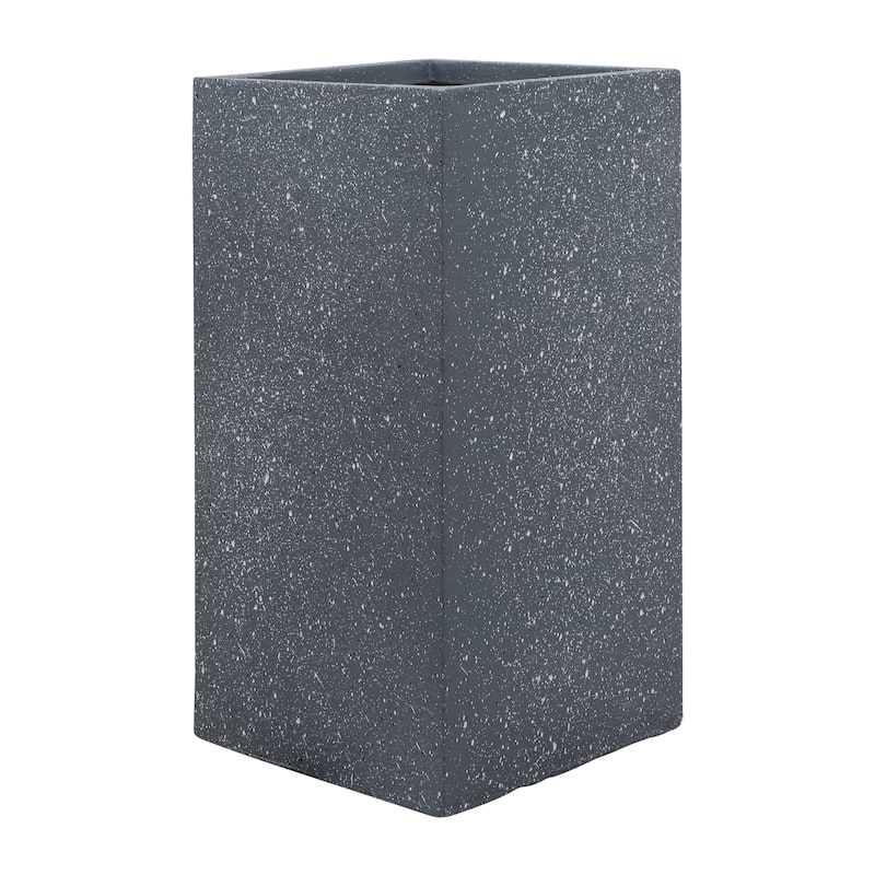 Dark Gray Resin Square Nested Planters, Set of Two, 11"Lx11"W 22"H/13"Lx11"W28"H, Stylish Indoor and Outdoor Plant Pots,