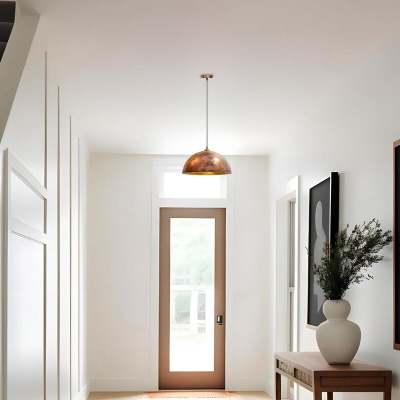 Copper and wood pendant light on sale