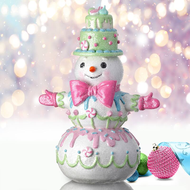 17.5" Resin Candylicious Snowman W/Bowtie