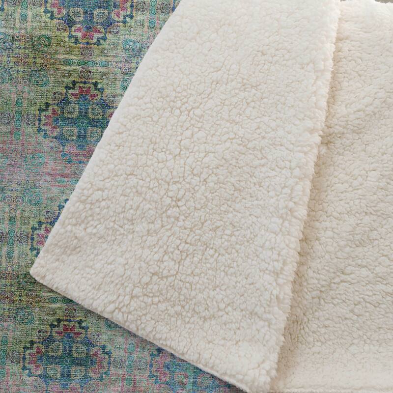 Premium Machine Washable Boho Imprints Sherpa Throw Blanket