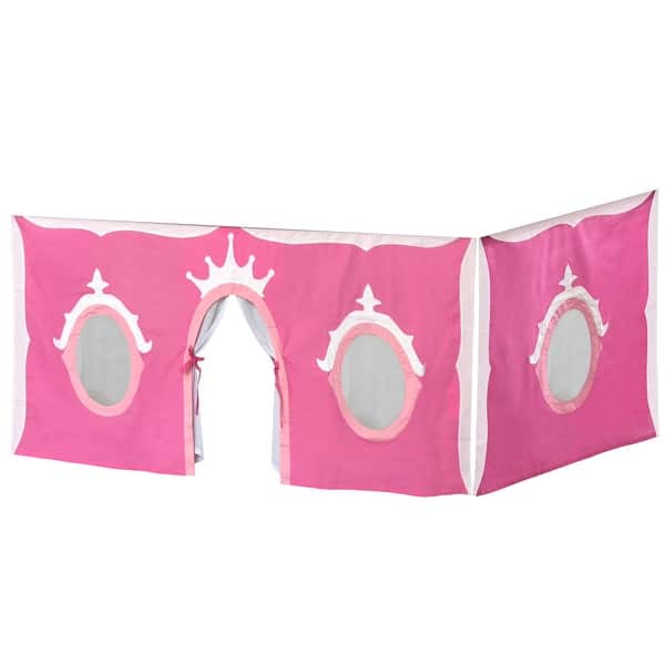 slide 2 of 15, Max and Lily Cotton Underbed Firetruck Curtain Pink/White