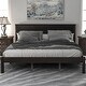 preview thumbnail 14 of 28, Sturdy Design Platform Bed Frame with Headboard, Wood Slat Support, No Box Spring Needed, Queen