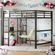 preview thumbnail 1 of 12, Modern Full Size Loft Bed with Built-in Desk and Storage Shelves,No Box Spring Required for Bedroom Black