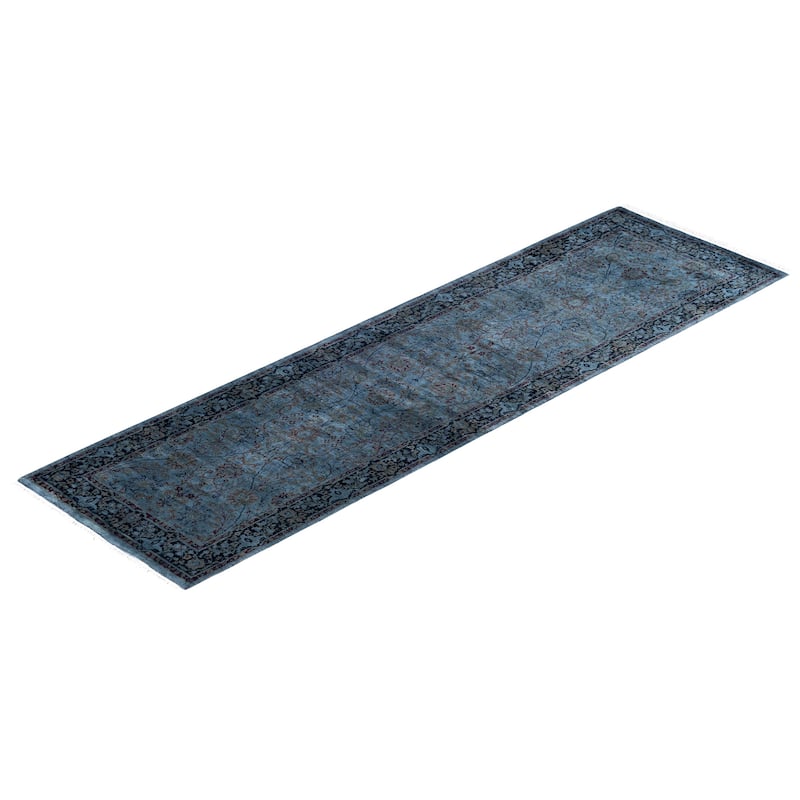 Overdyed One-of-a-Kind Hand-Knotted Runner Rug - Gray - 2' 5" x 8' 5"
