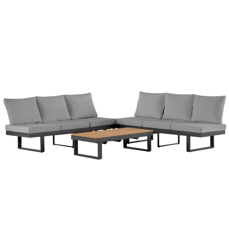 Outdoor Patio Conversation Set w/ Adjustable Reclining, Sectional Sofa