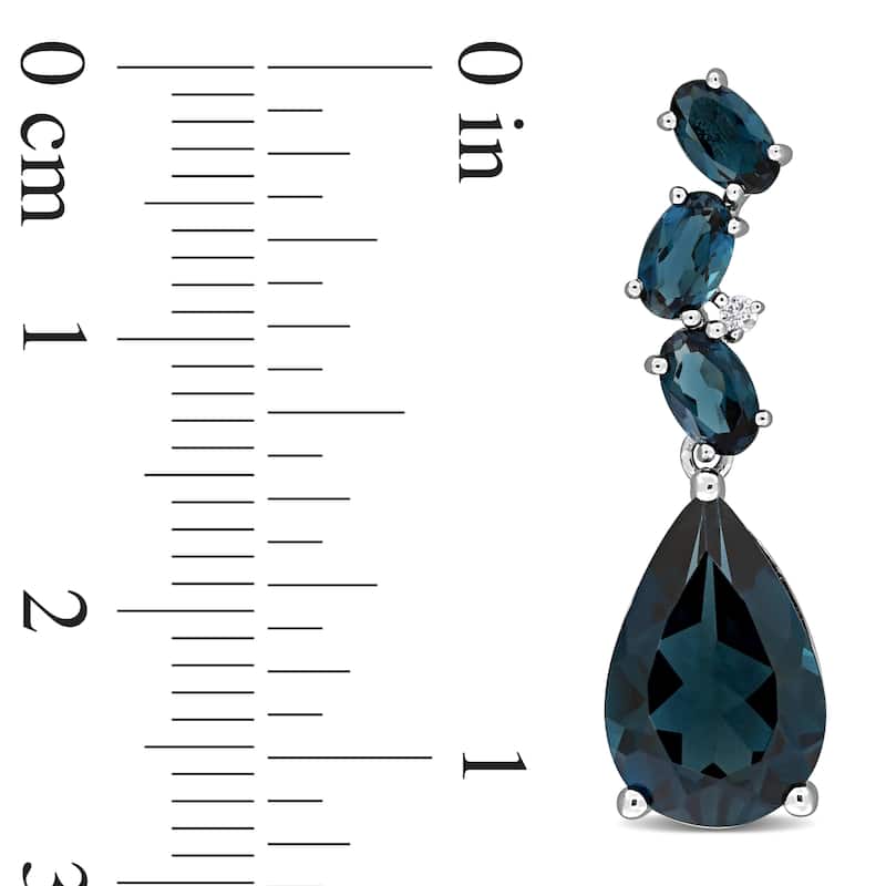 Miadora 9 1/10ct TGW Pear and Oval-Cut London Blue Topaz Diamond Accent Teardrop Earrings 10k White Gold