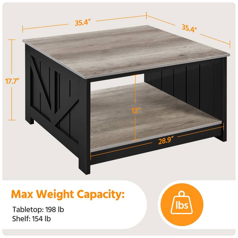 Yaheetech Square Wood Coffee Table with Storage for Living Room