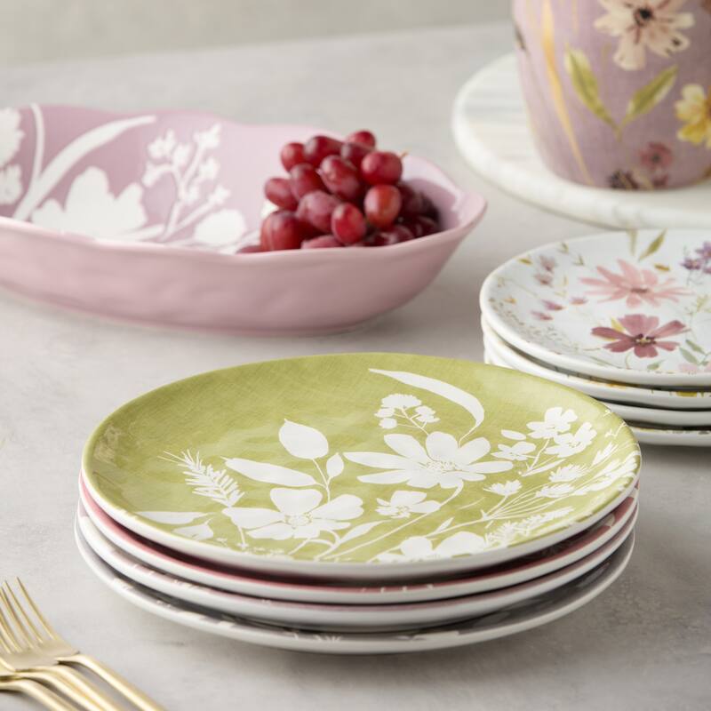 Certified International Wildflowers 10.5" Dinner Plates, Set of 4 Assorted Designs - 10.50"L x 10.50"W x 1.00"H