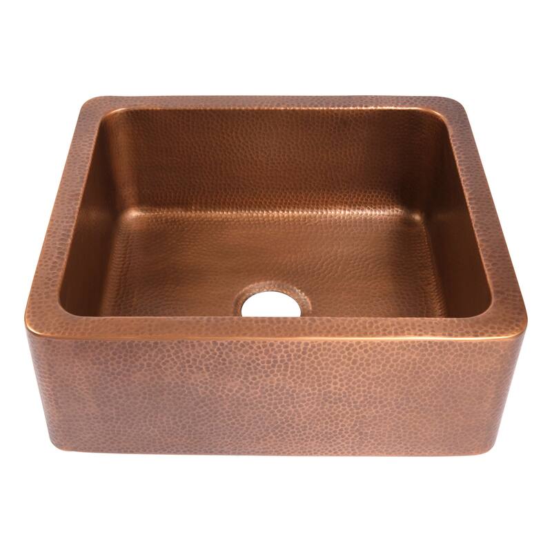 Lange Copper 25" Single Bowl Farmhouse Apron Front Undermount Kitchen Sink