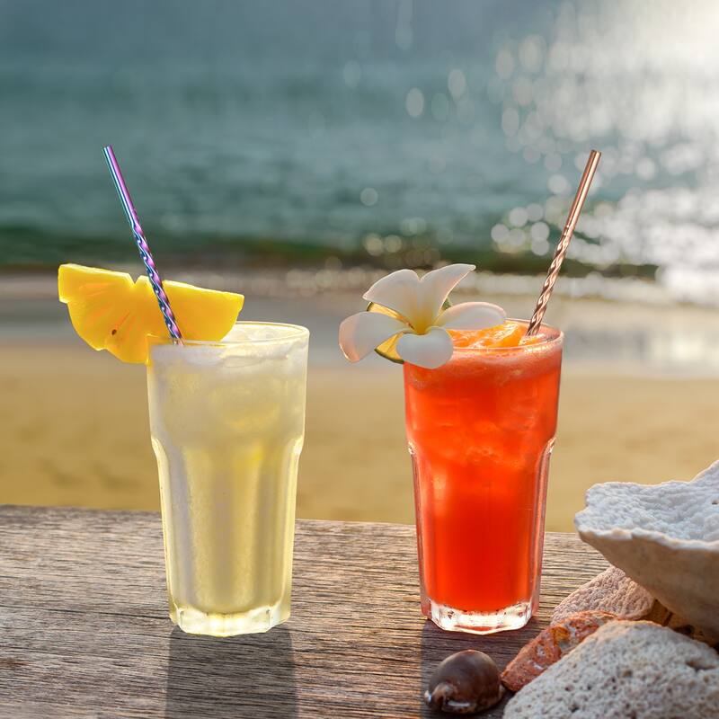 4Pcs 8.46" Long 0.24" Dia Stainless Steel Straws Straight Threaded