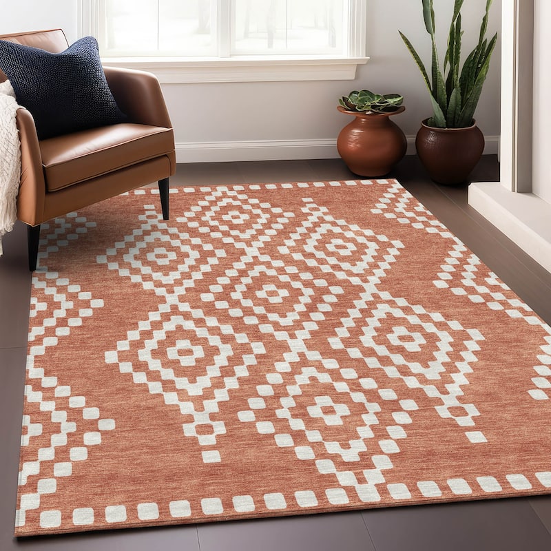 Machine Washable Indoor/ Outdoor Chantille Boho Moroccan Rug