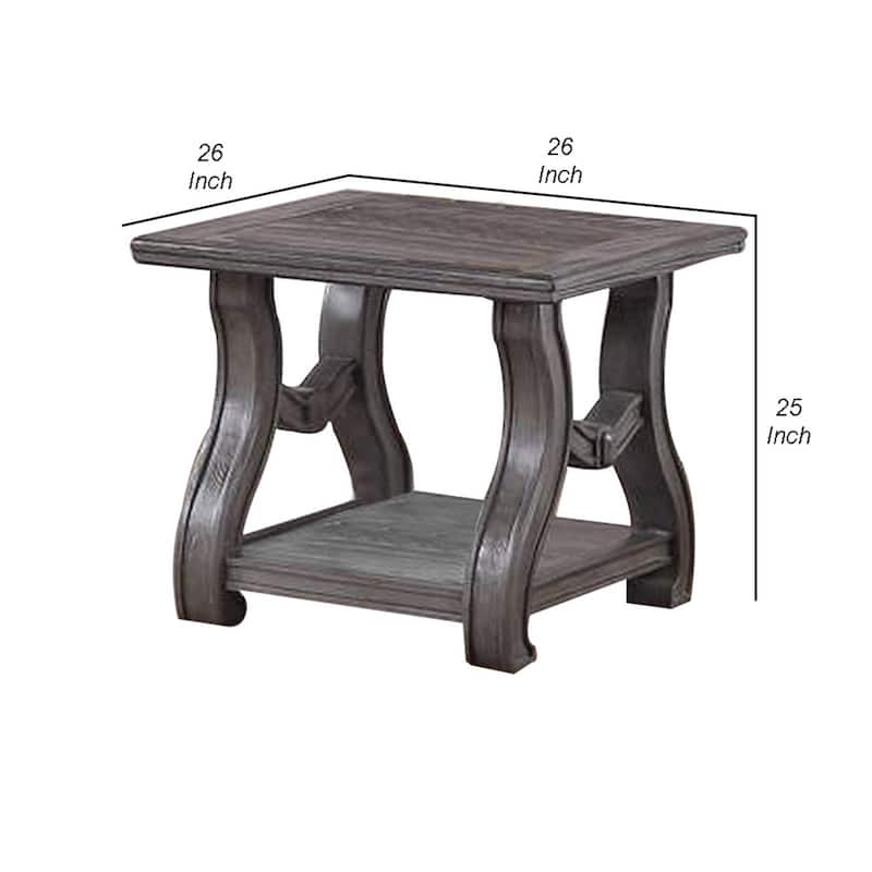 Jax 26 Inch Contemporary End Table, Flared Legs, Beveled, Platinum Gray