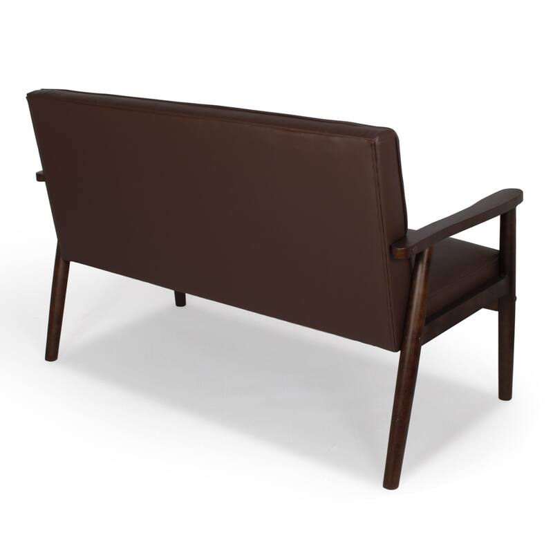 MidCentury Modern Faux Leather Loveseat Chair On Sale Bed Bath