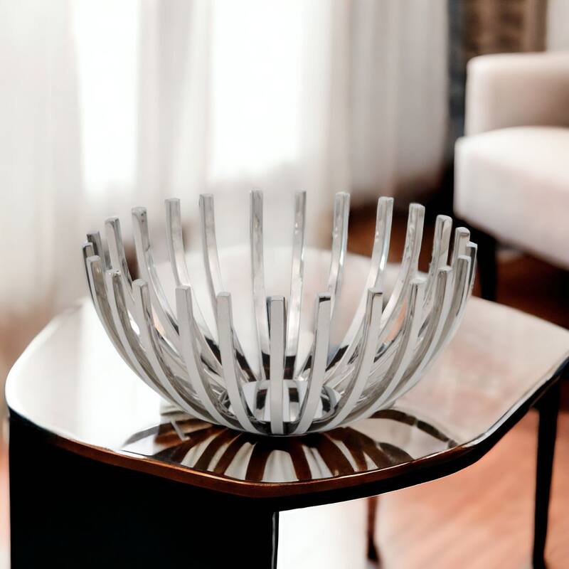 HomeRoots 6" Silver Stainless Steel Decorative Bowl - 14' X '6' X '14 - 14' X '6' X '14