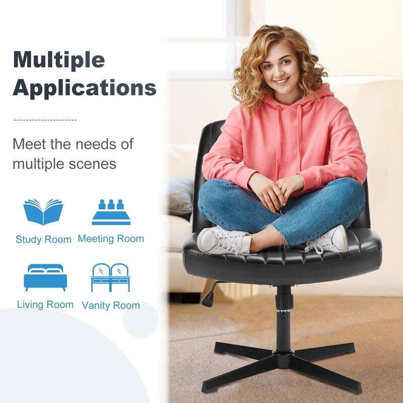 Modern Armless PU Leather Office Chair