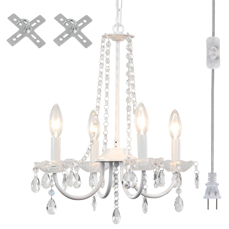15.74-inch elegant 4-light crystal chandelier with metal frame plug-in