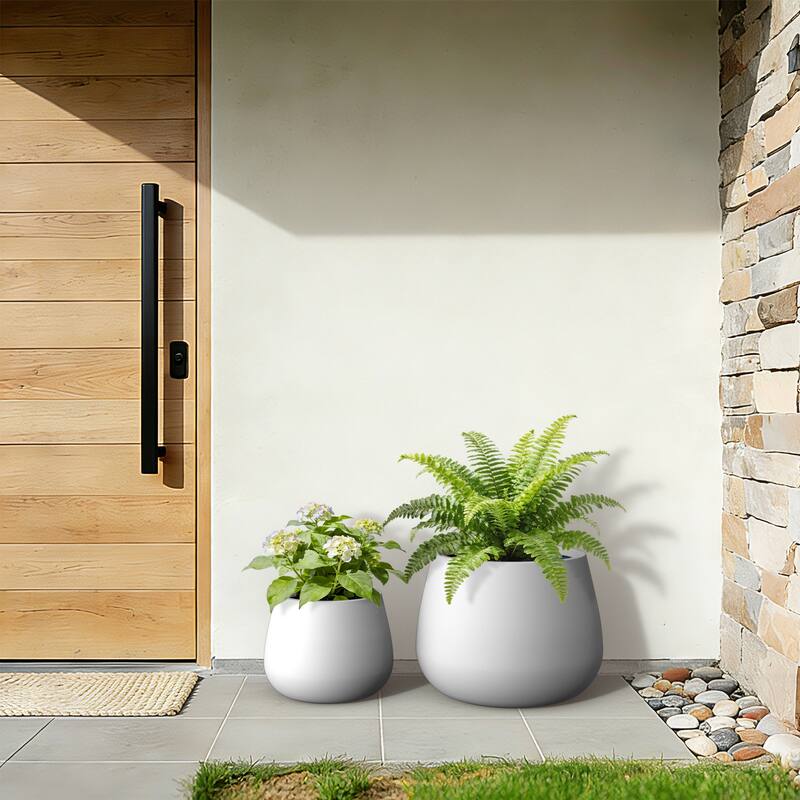 Concrete Round Planter with Drainage Holes for Indoor & Outdoor