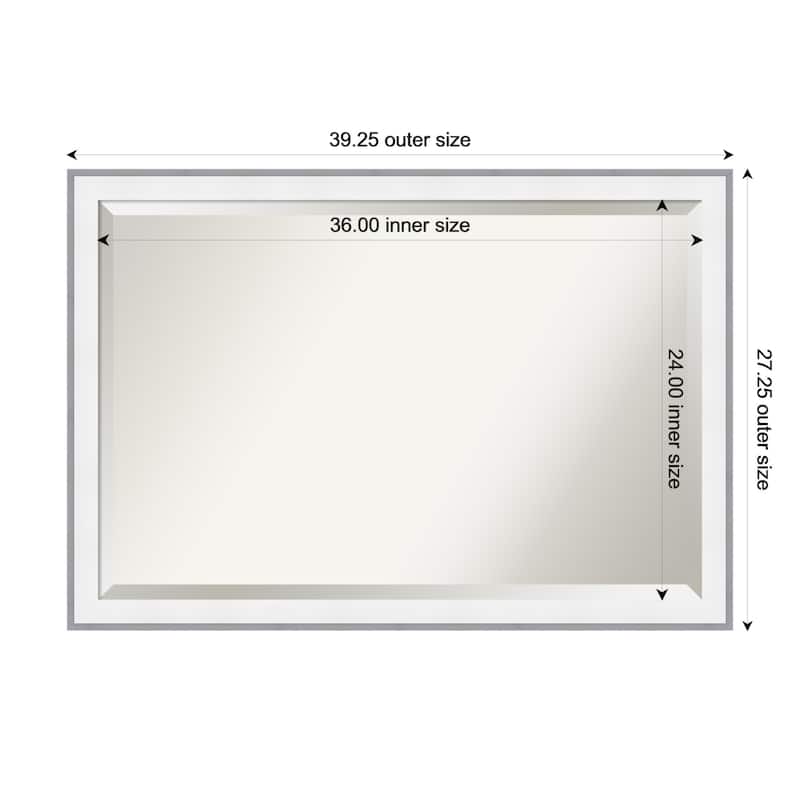 Maya Beveled Framed Wall Mirror - 39 x 27 in - Maya White Silver