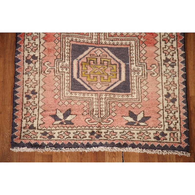 Gharajeh Persian Vintage Runner Rug Hand-knotted Wool Carpet - 2'10"x 10'6"