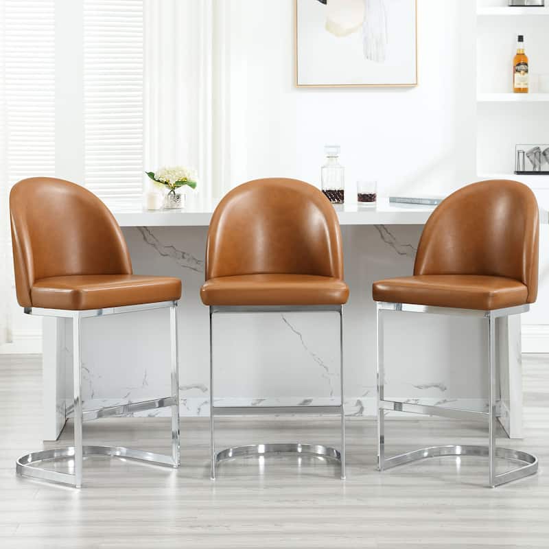 26" Upholstered Counter Stool/ Bar Stools with Metal Legs - 38.8"H x 17.9"W x 20.9"D