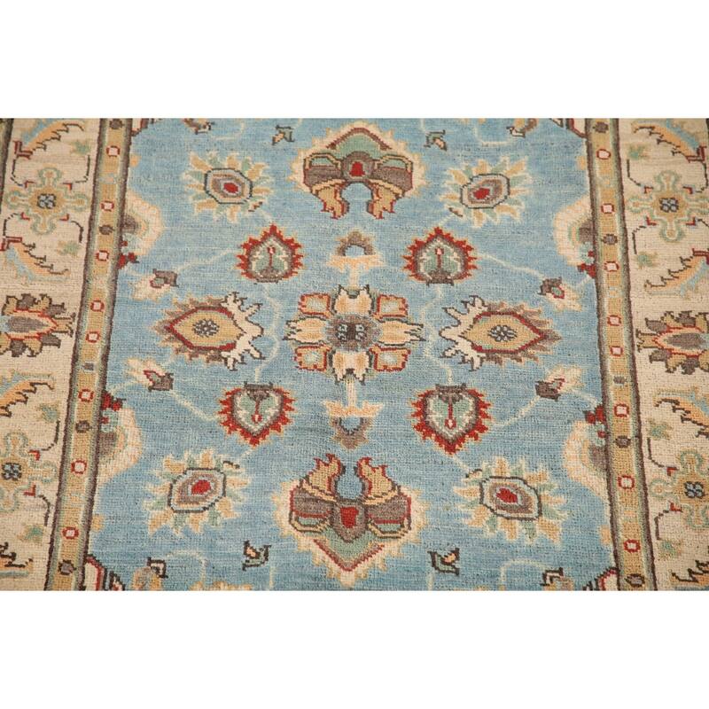 Light Blue Kazak Oriental Accent Rug Handmade Wool Carpet - 3'3"x 4'9"
