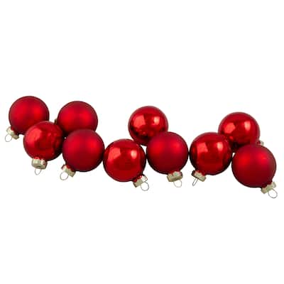2-Finish Christmas Glass Ball Ornaments - 1.75" (45mm) - Red - 10ct