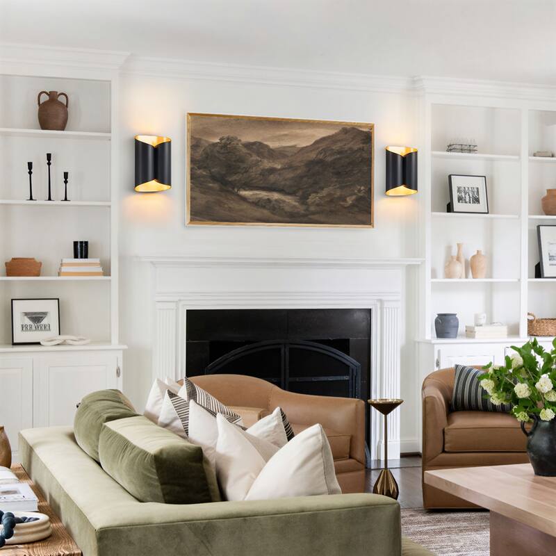 2-Light Matte Black Wall Sconce