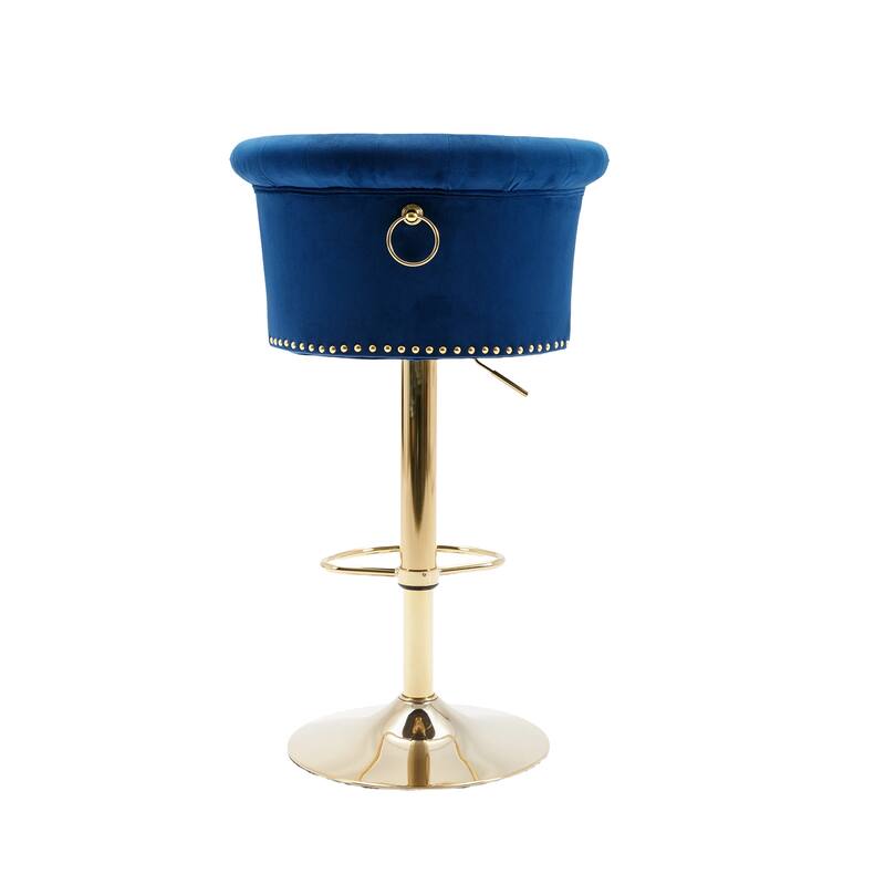 Ergonomic Swivel Bar Stools Set of 2 Adjustable Velvet Accent Chairs