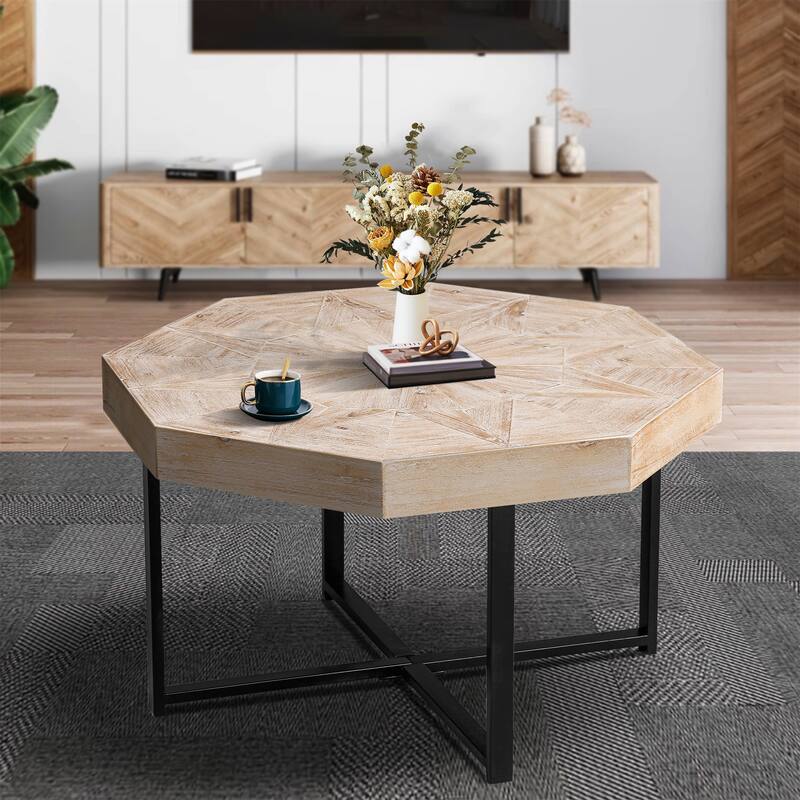 Retro Splicing Design Octagonal Coffee Table