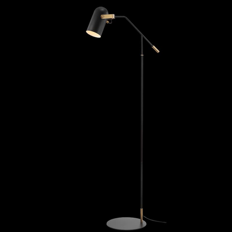 Liam 58.5" Metal LED Floor Lamp, Black/Brass Gold by JONATHAN Y - 58.5" H x 18.5" W x 11" D