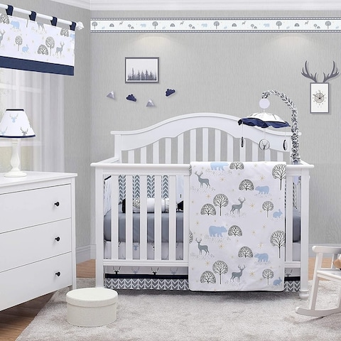 6Pcs Woodland Forest Deer Baby Nursery Crib Bedding Set By Optimababy - M