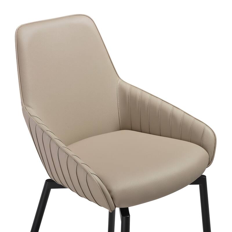 Shilo Faux Leather Upholstered Swivel Dining Chairs with Black Legs - Set of 2