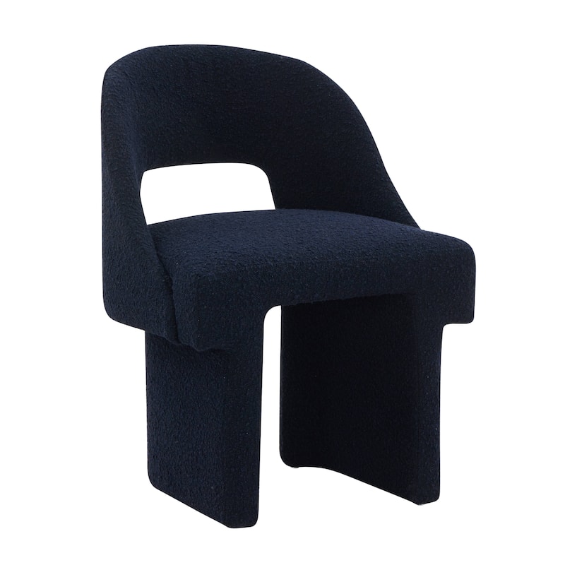 Quell Boucle Modern Elegant Upholstered Accent Chair with Solid Wood Frame & Plush Comfort for Home Office Living Room & Bedroom - Blue