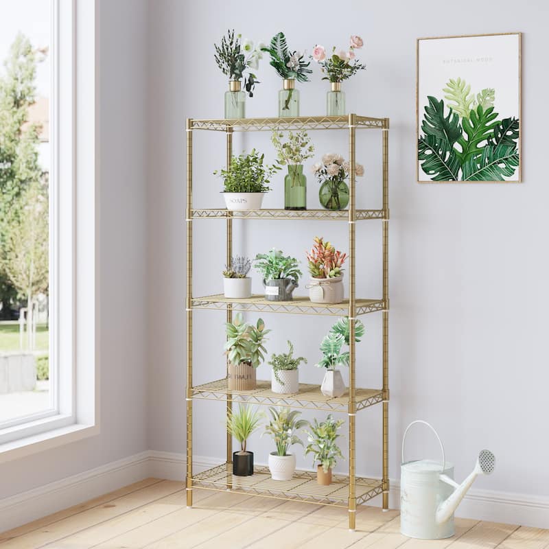 5-Tier Steel Storage Rack with Adjustable Shelves for Organizing Garage Pantry and Kitchen