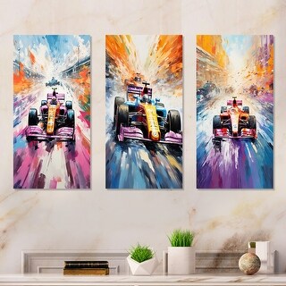 Designart - Popart Formula Car On The Race Track I - Race Tracks Wall ...