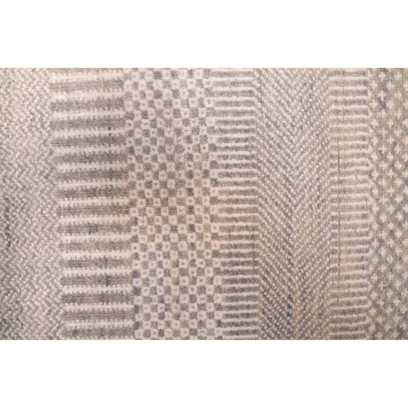 ECARPETGALLERY Hand-knotted Finest Silk Shadow Light Grey Silk, Wool Rug - 2'6 x 7'11