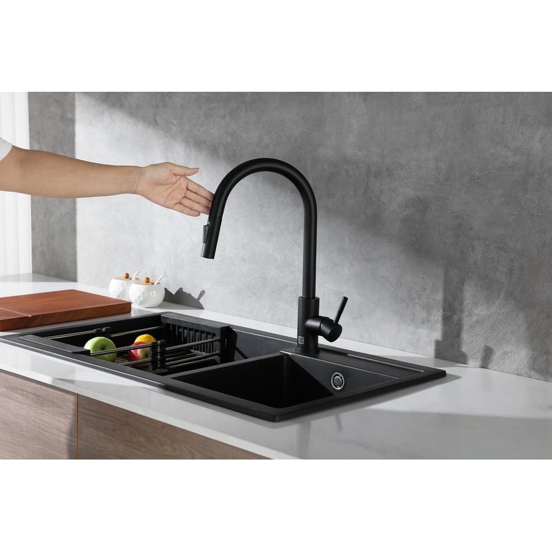 Indigo Home Single Handle Pull Down Sprayer Kitchen Faucet with touch sensor