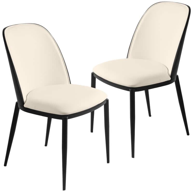 Tule Modern Velvet, Leather, or Suede Fabric Upholstered Dining Chair with Metal Legs for Home, Cafe, Restaurant (Set of 2)