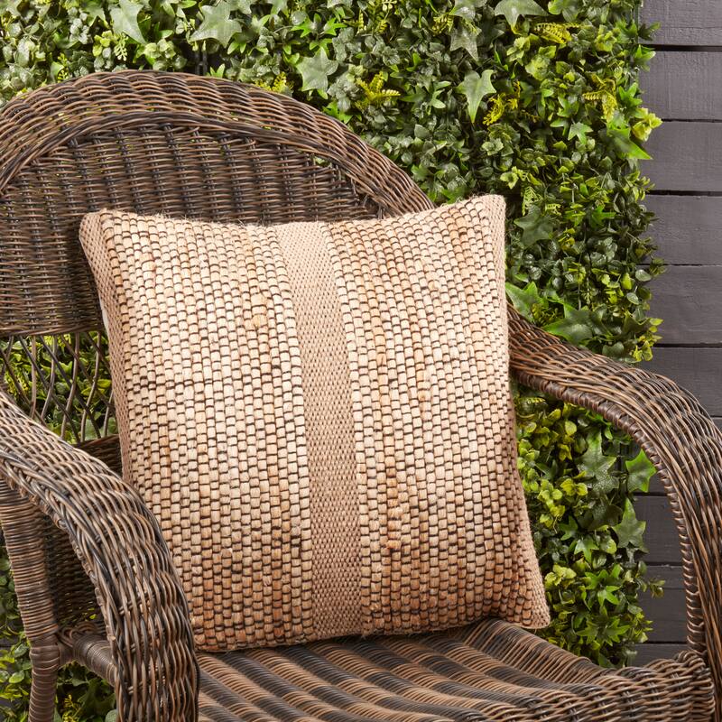 Earth Tone Banded Outdoor Throw Pillow