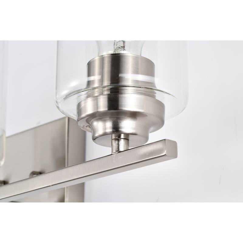 Brushed Nickel 3-Light Vanity Lights with Clear Glass Shades
