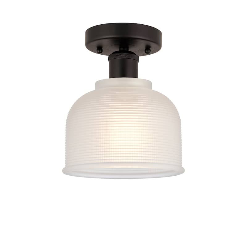 Innovations Lighting Edison Dayton - 1 Light 6" Semi-Flush Mount - Oil Rubbed Bronze/White