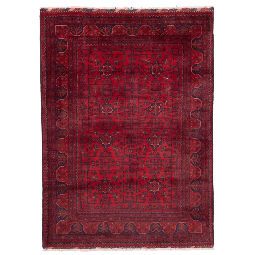 ECARPETGALLERY Hand-knotted Finest Khal Mohammadi Red Wool Rug - 4'2 x 5'10