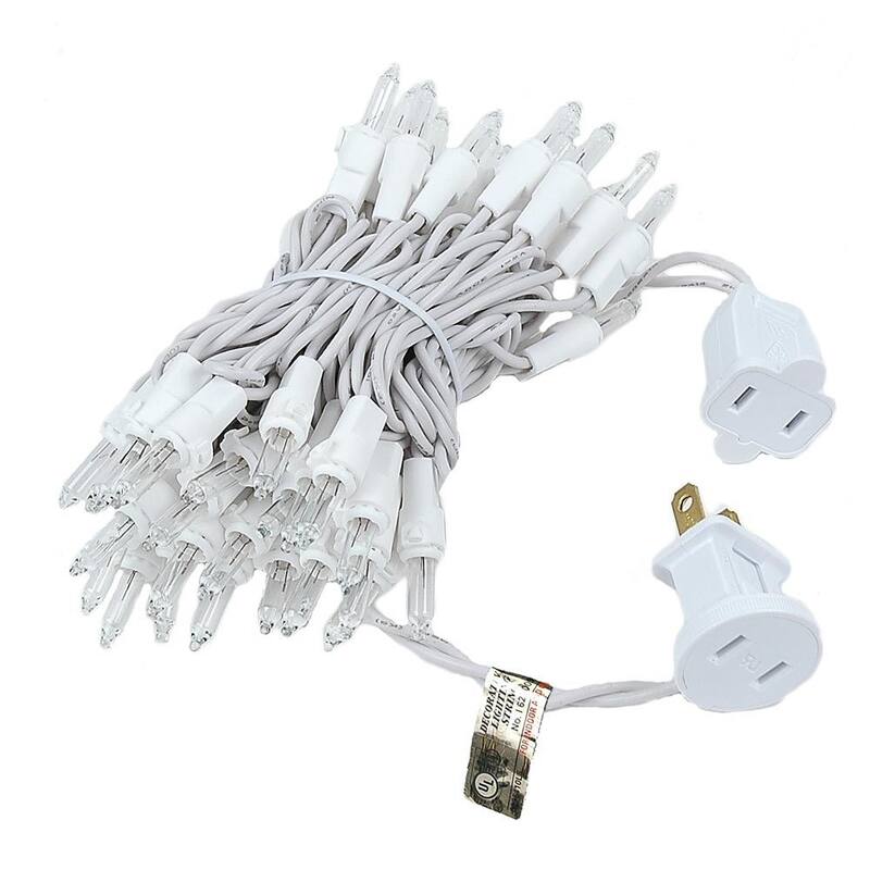 50 Light Christmas Mini Light Set, Black Wire, 11' Long