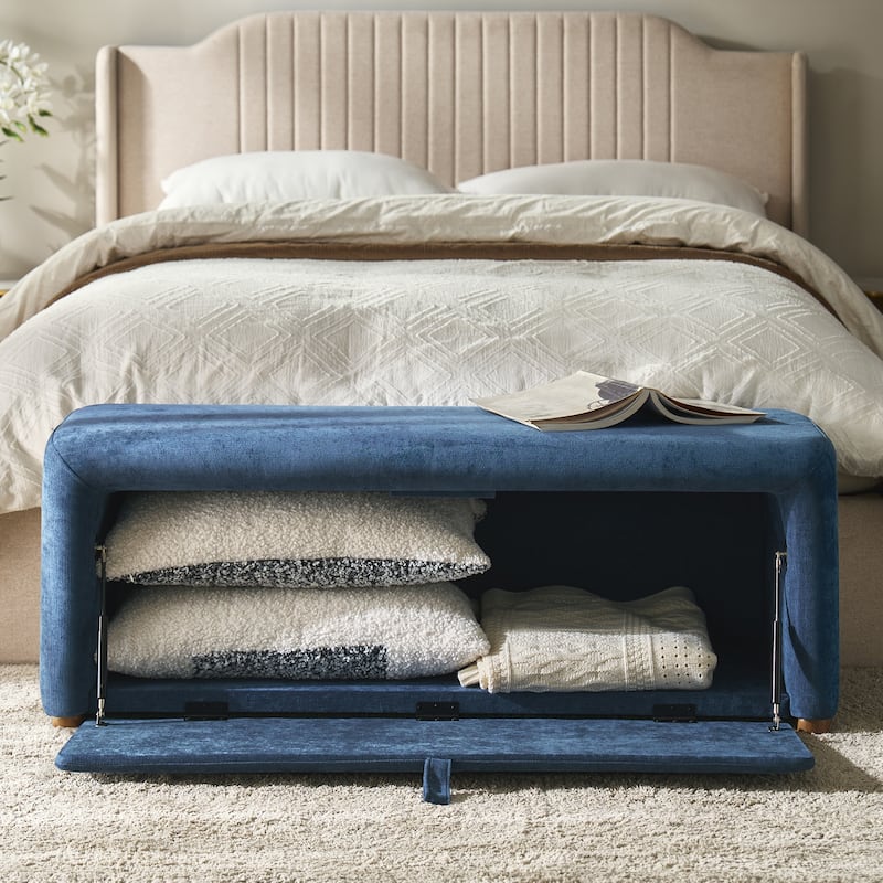 Gustavo Contemporary Storage Bench with Solid Wood Legs by HULALA HOME