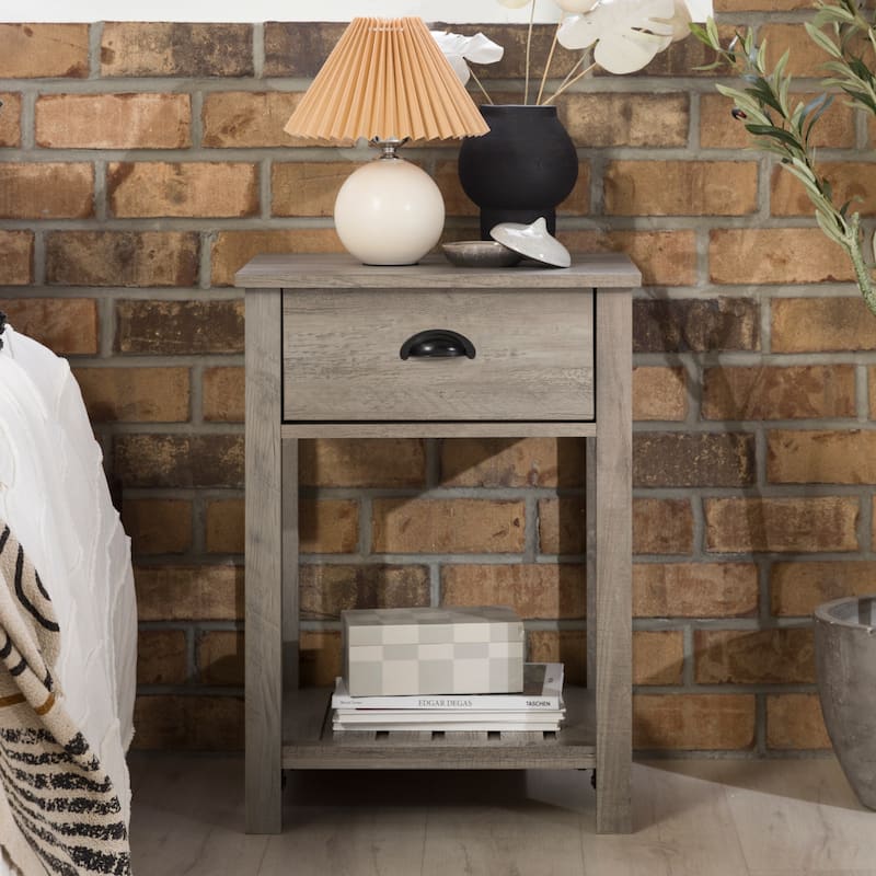 Middlebrook 18-inch 1-drawer Farmhouse Side Table - Grey Wash