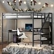 preview thumbnail 2 of 8, Full XL Loft Bed with Desk, Wardrobe, and USB, Black