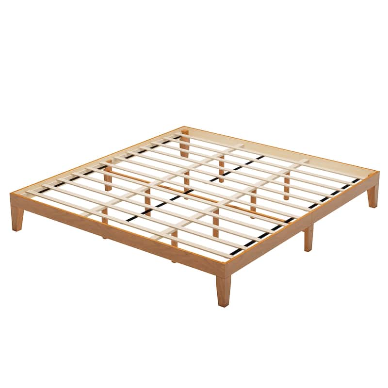 12" Wood Platform Bed Frame - California King, No Box Spring, Easy Assembly​ - Pine - King